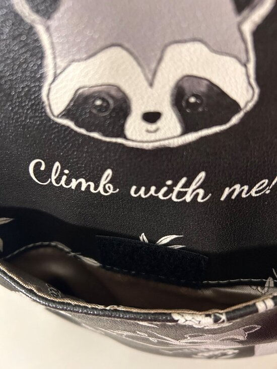 DOGO “Climb With Me” Raccoon Mini Backpack NWT Vegan Leather Black White Kawaii main image 5
